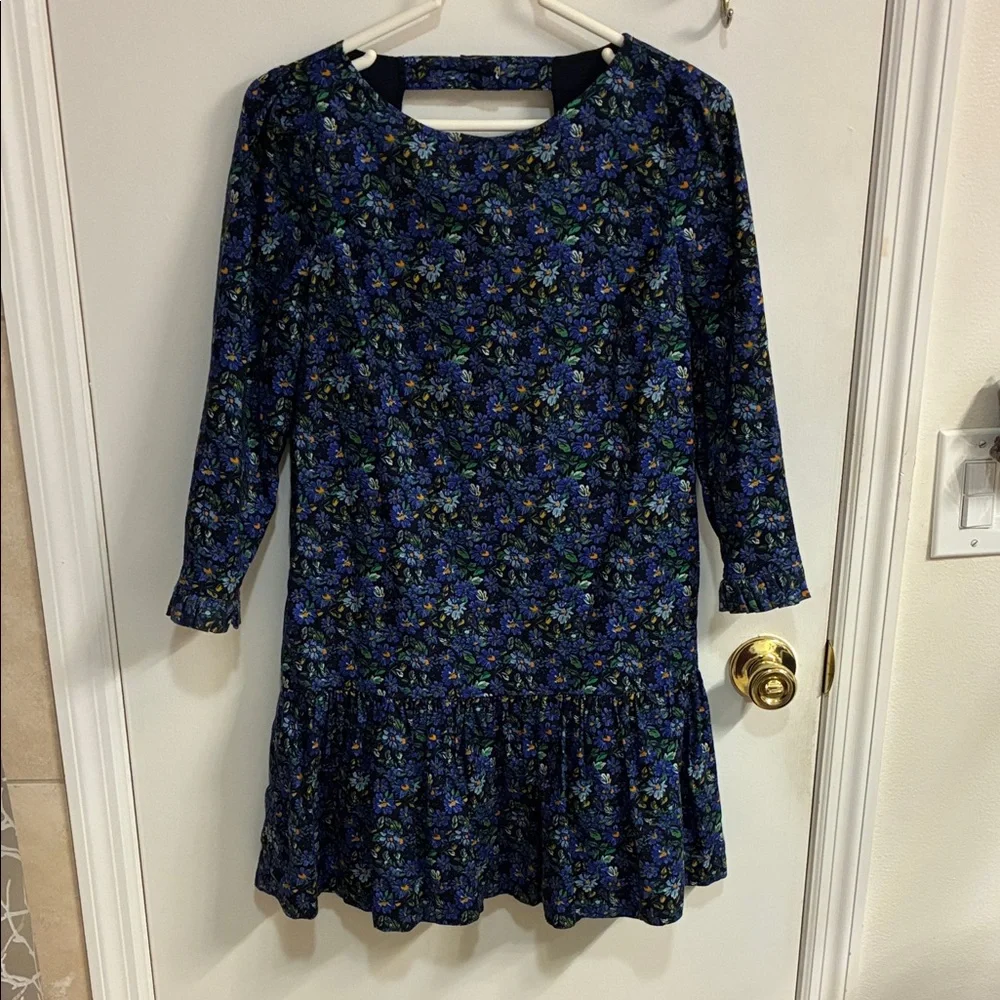 Free People Blue Floral Cotton Midi Dress Sz XS